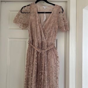 Marseille Embossed Maxi Dress in Champagne Color